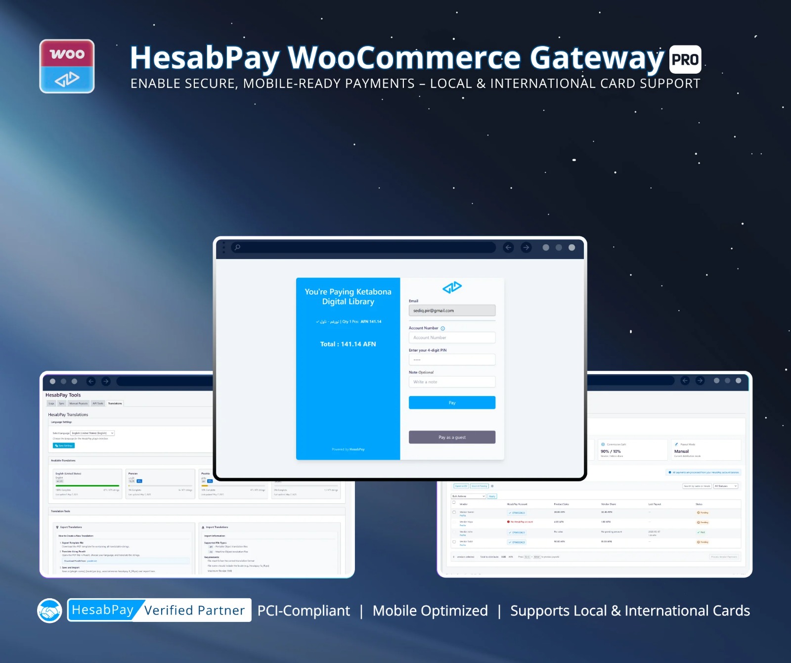 HesabPay WooCommerce admin dashboard screenshot