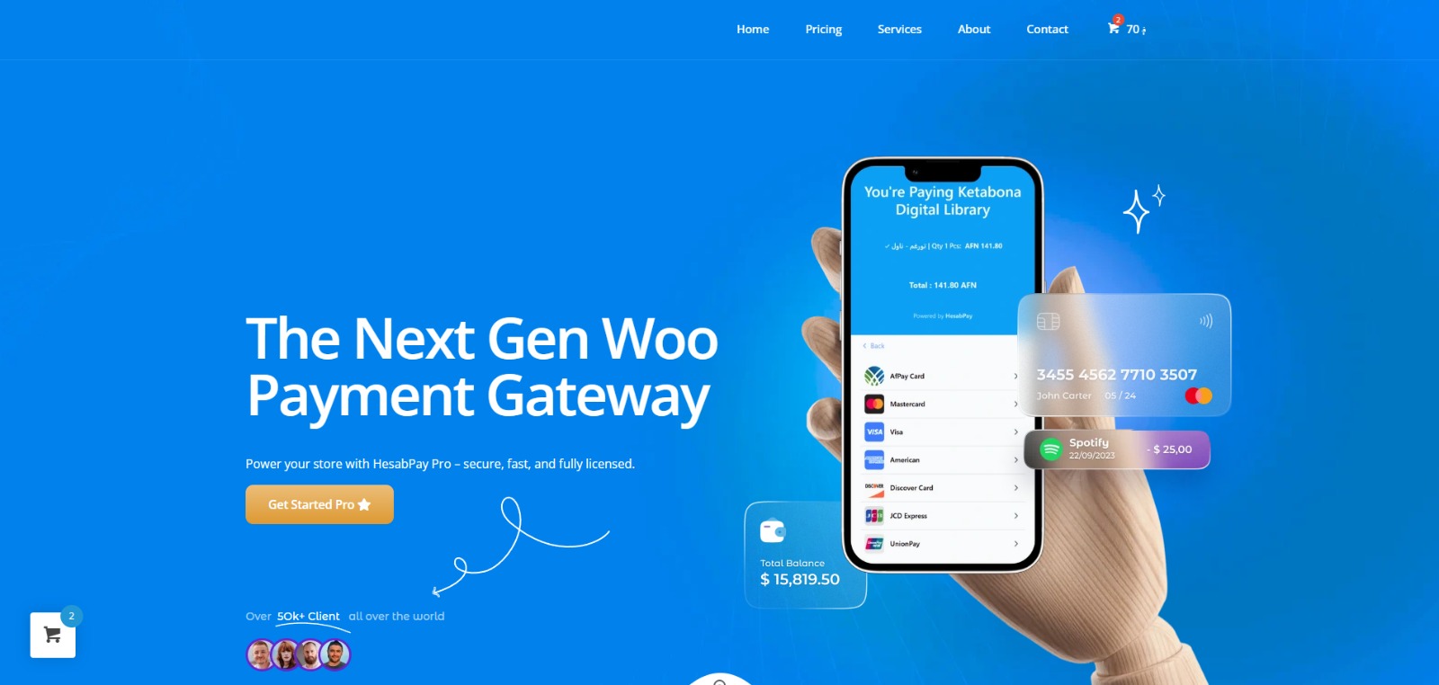 HesabPay payment gateway mobile interface screenshot